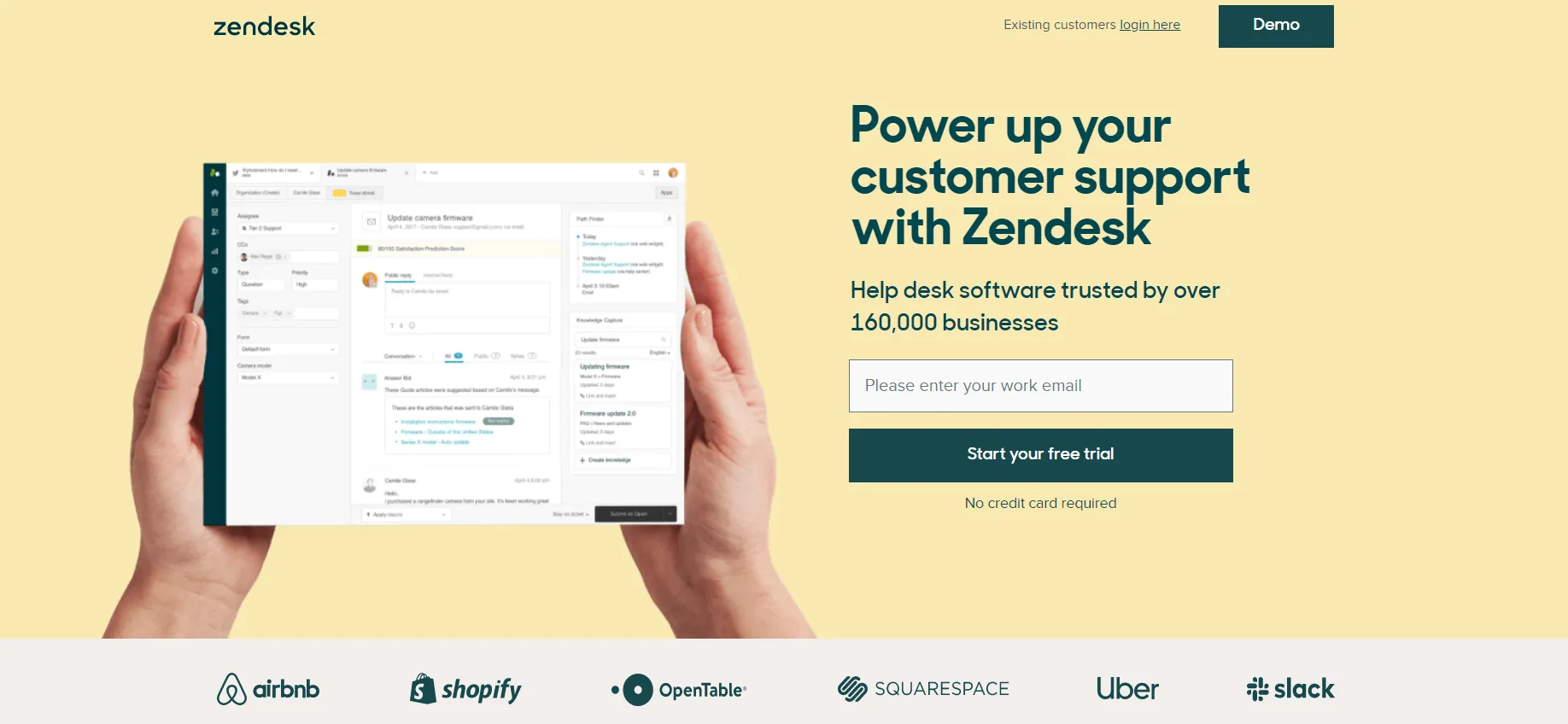 Página de inicio de ZenDesk