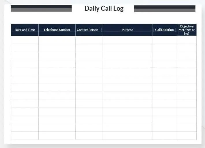 Modèle de journal des appels téléphoniques quotidiens Word par Template.Net