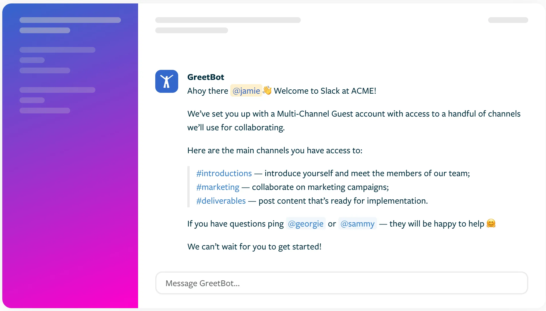 GreetBot Slack-integratie