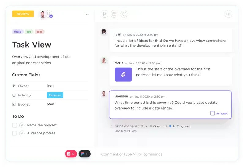Tareas de ClickUp: Lista de control para la gestión del cambio