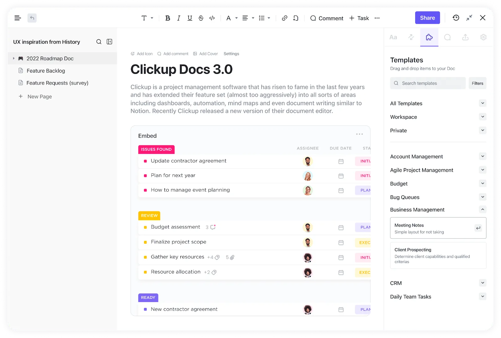 ClickUp 문서 3.0