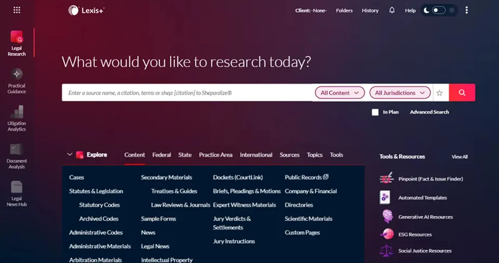 Kasus penggunaan pencarian AI LexisNexis untuk bidang hukum