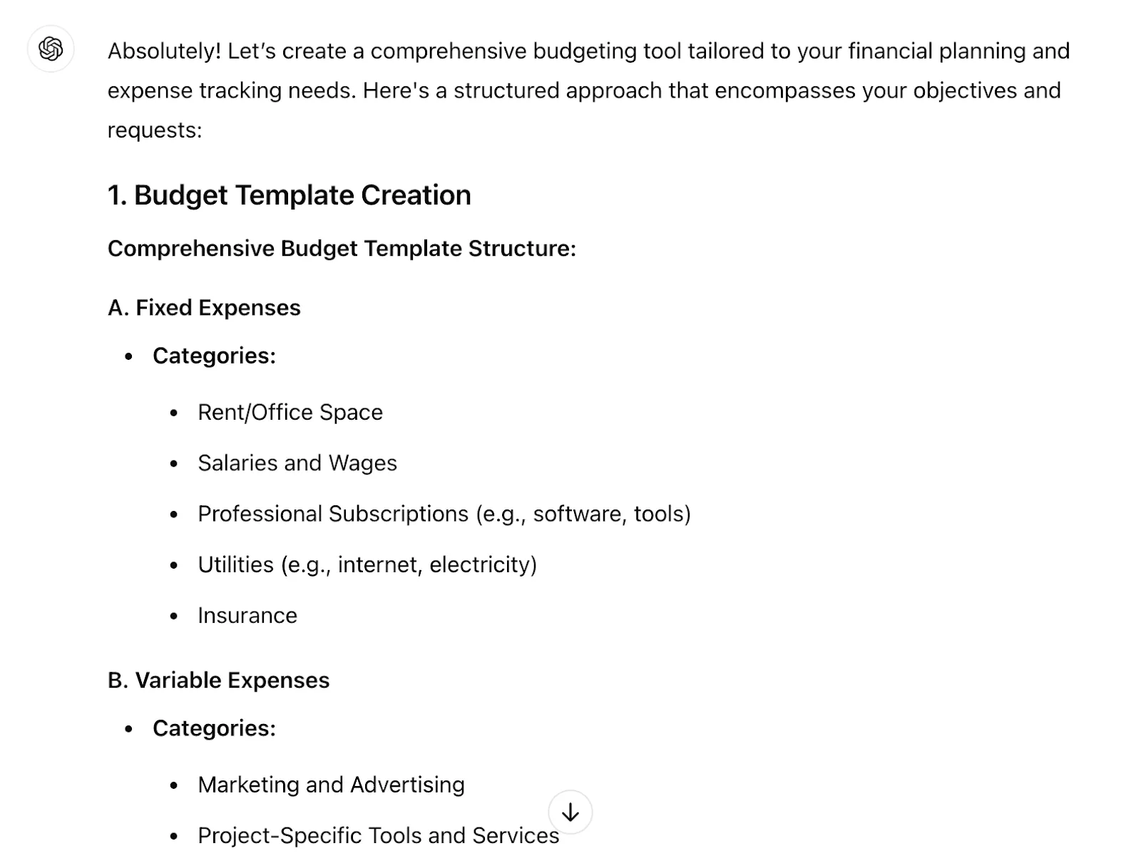 Outils de budgétisation Instructions