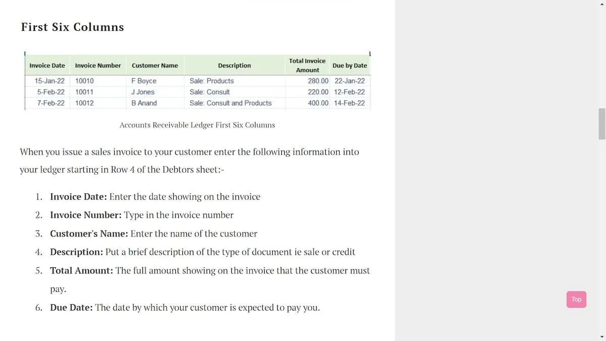 Excel-Vorlage für die Debitorenbuchhaltung von Beginner Bookkeeping