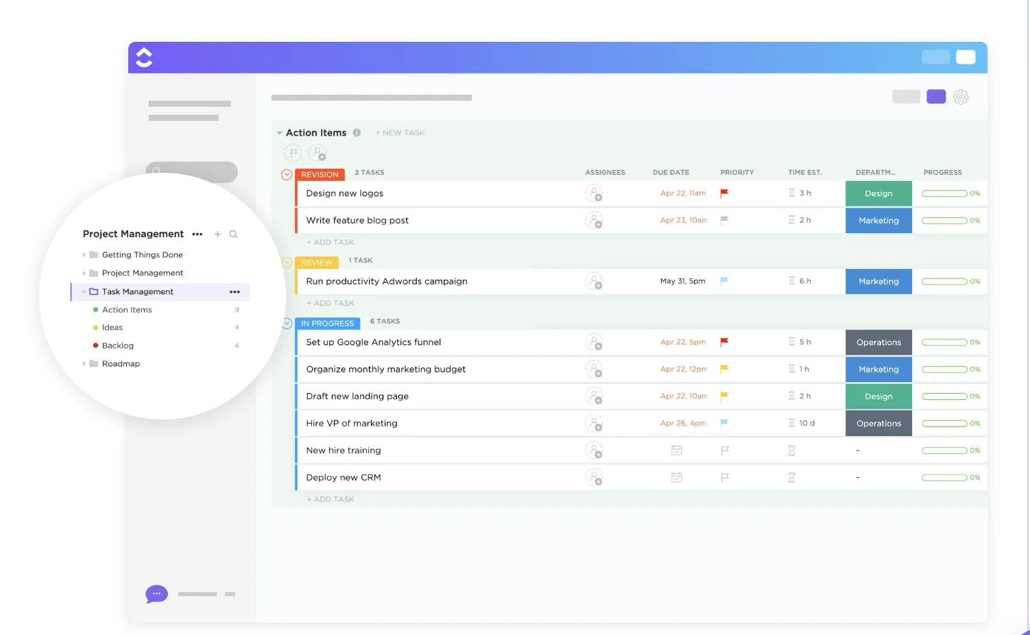 ClickUp-Vorlage für das Aufgabenmanagement