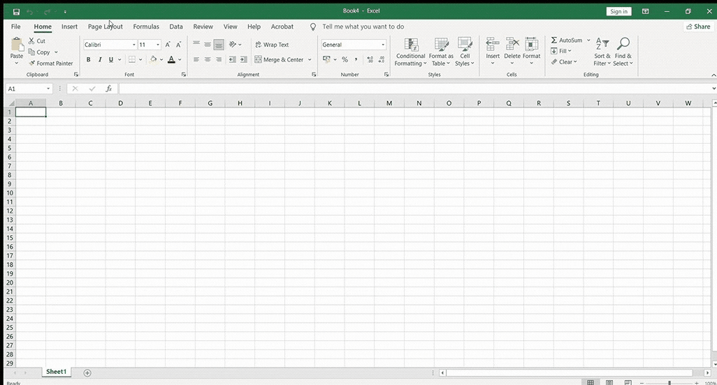 Mở một sổ làm việc trống trong Excel