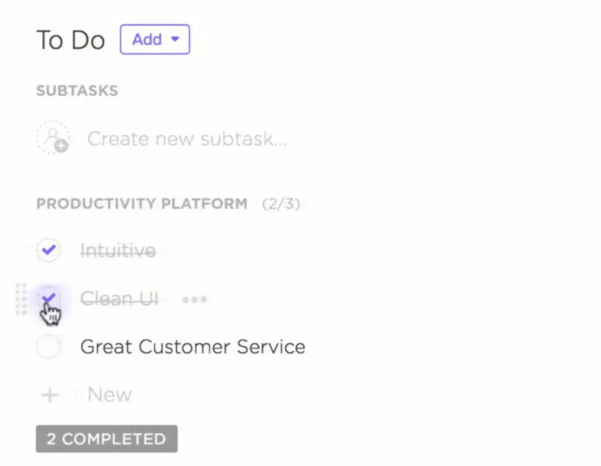 ClickUp Görev kontrol listesi