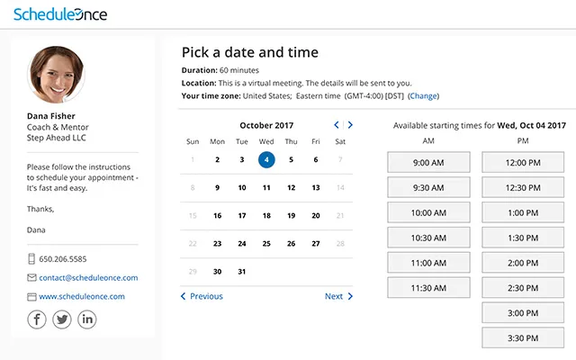Dashboard ScheduleOnce