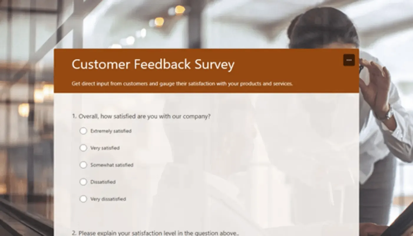 Microsoft-Formularvorlage für Kundenfeedback