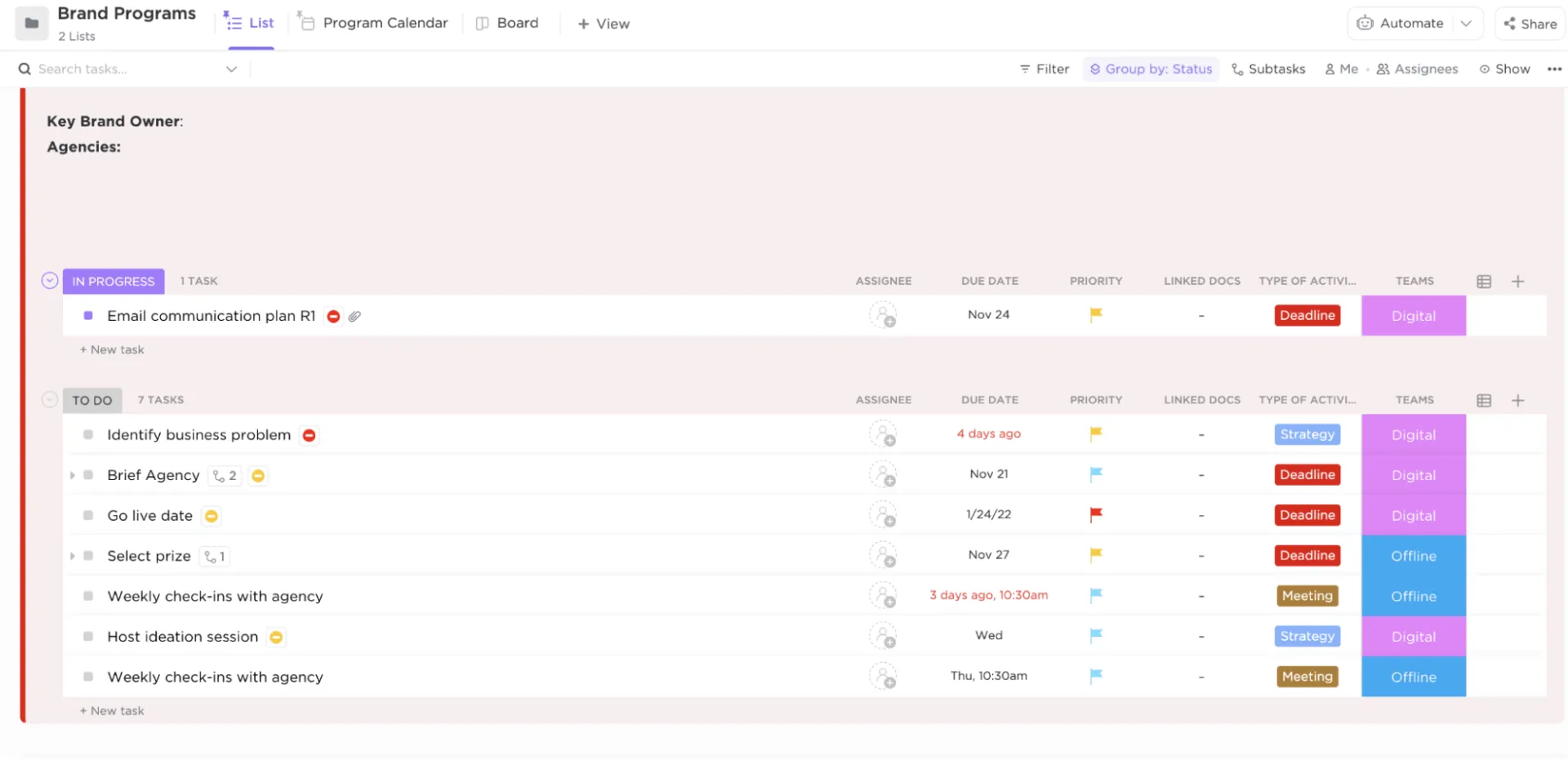 Gerenciamento de marca da ClickUp