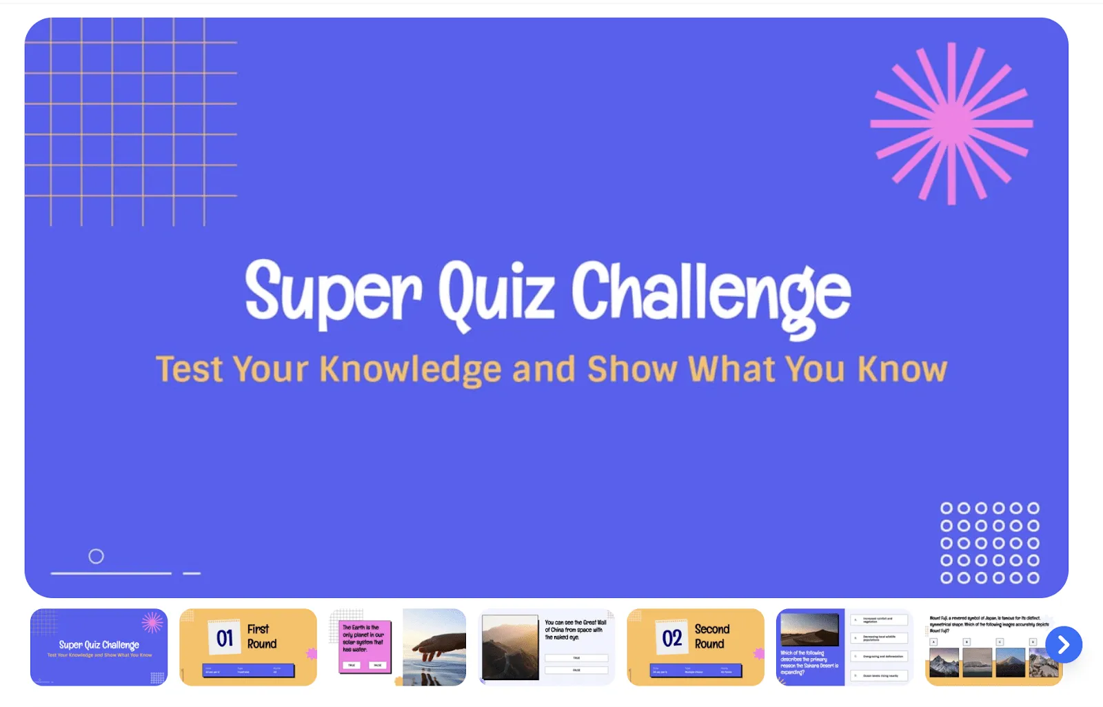 Modèle éducatif « Quiz en classe » par SlidesAI