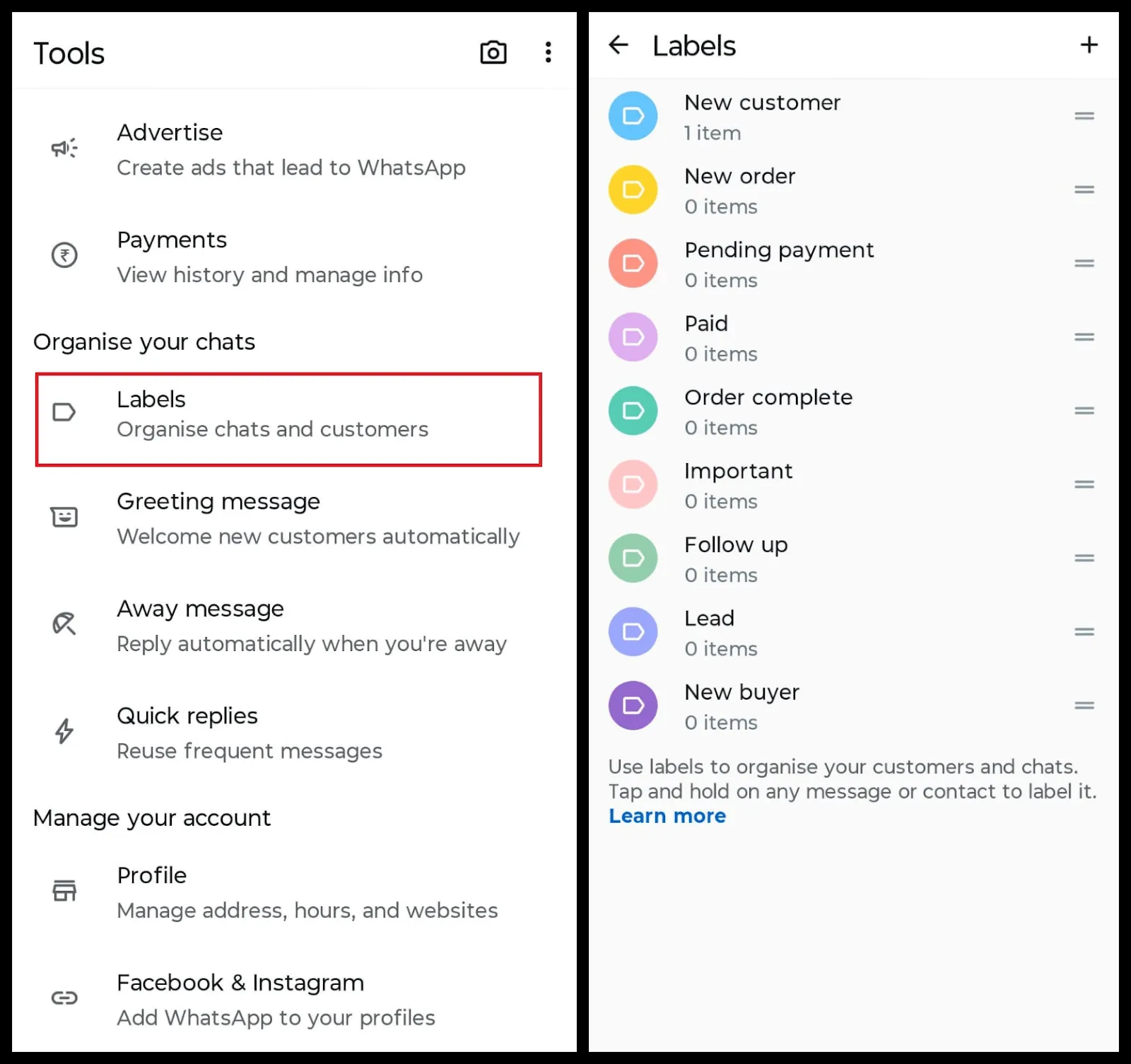 WhatsApp 비즈니스 라벨 기능으로 채팅 관리를 간소화하세요