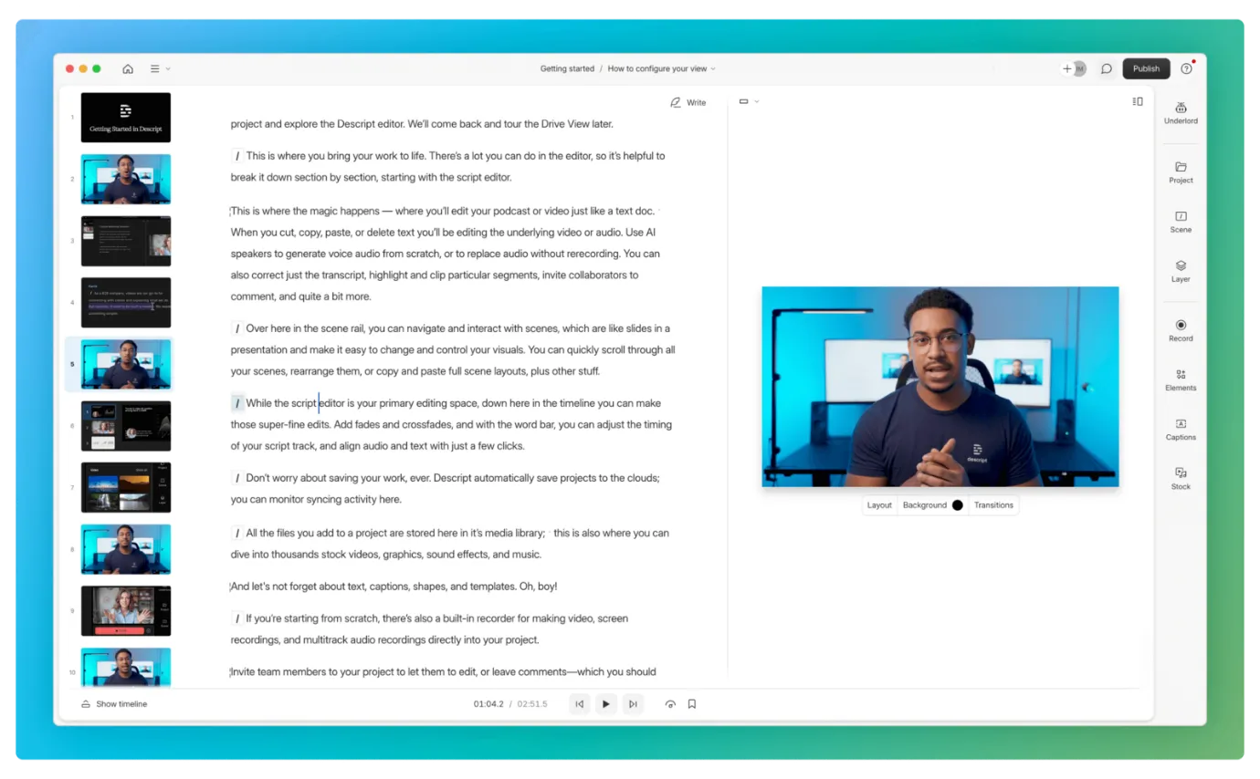 Descript per i contenuti video
