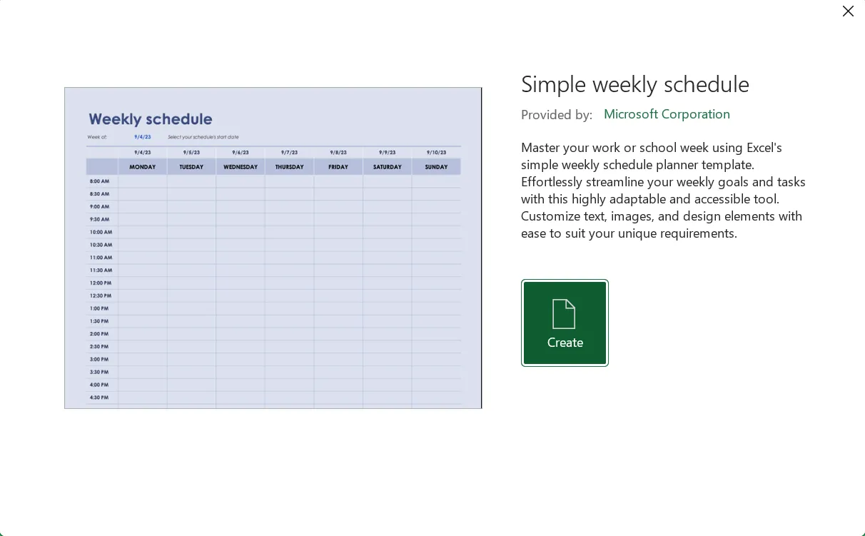 Tùy chỉnh mẫu: cách tạo lịch trong Excel