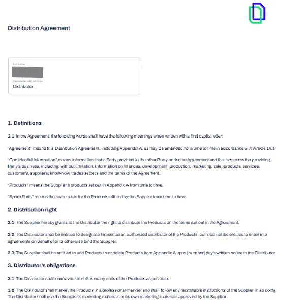 แบบสัญญาการจัดจำหน่ายโดย Contractbook