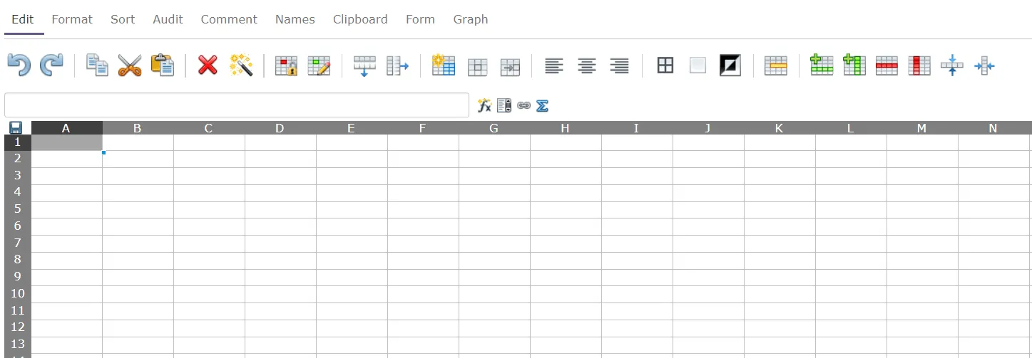 EtherCalc'ın Arayüzünün Ekran Görüntüsü