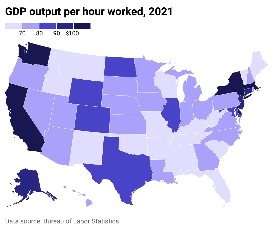 Bureau of Labor Statistics PIB par heure de travail 2021
