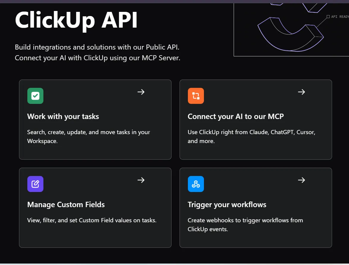 API Click Up a webhooky