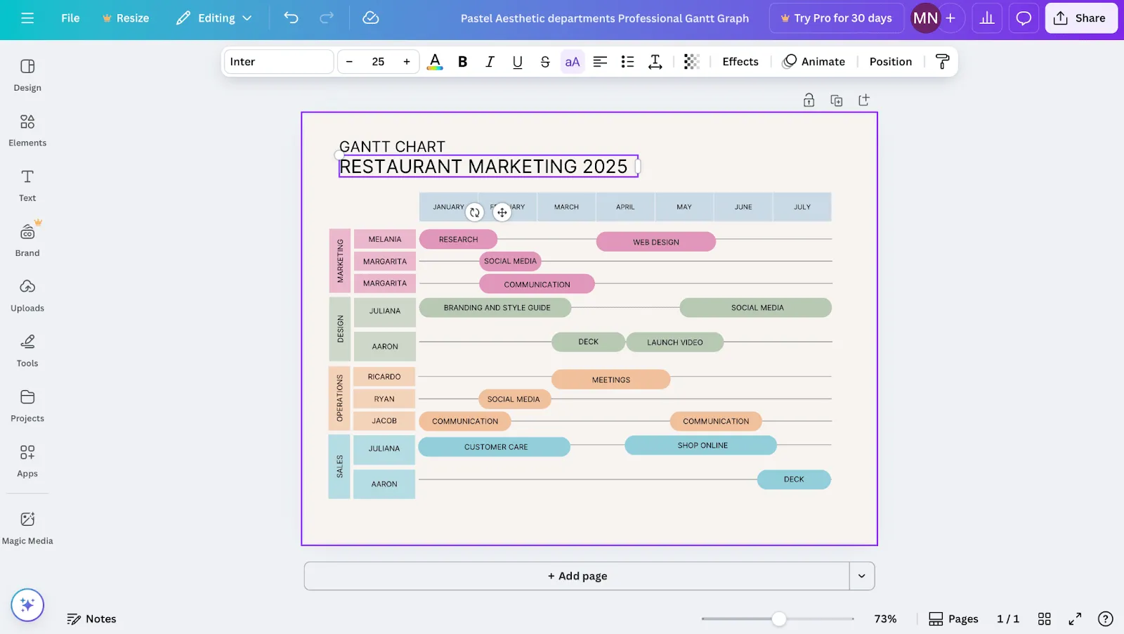 Zůstaňte na stejné stránce díky tomuto srovnání Canva vs. Google Sheets pro Ganttovy diagramy.