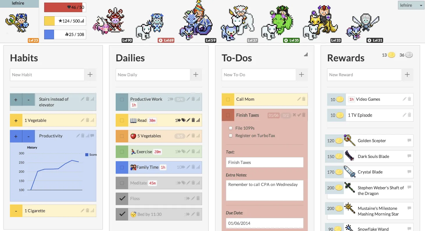 Habitica: app voor het bijhouden van gewoontes