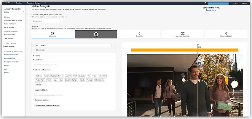 Amazon Rekognition Video — analizator wideo AI
