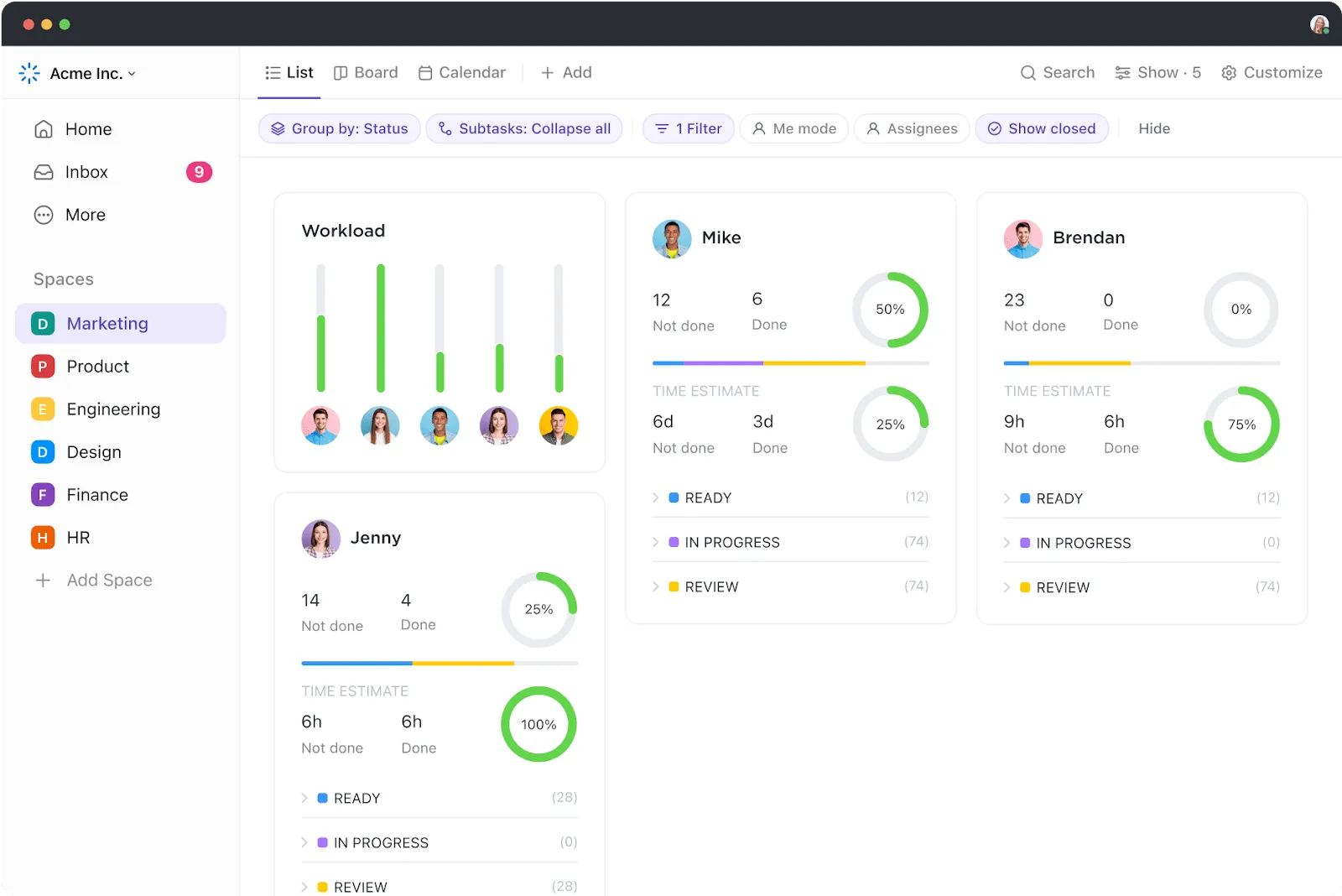 Využijte multifunkční možnosti správy ClickUp Team View k zajištění inkluzivity na pracovišti a zabránění zaujatosti vůči určitým skupinám.