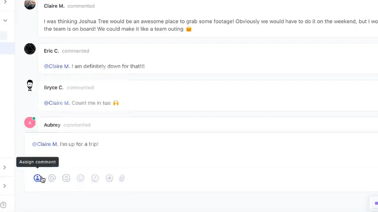 Vista de chat de ClickUp