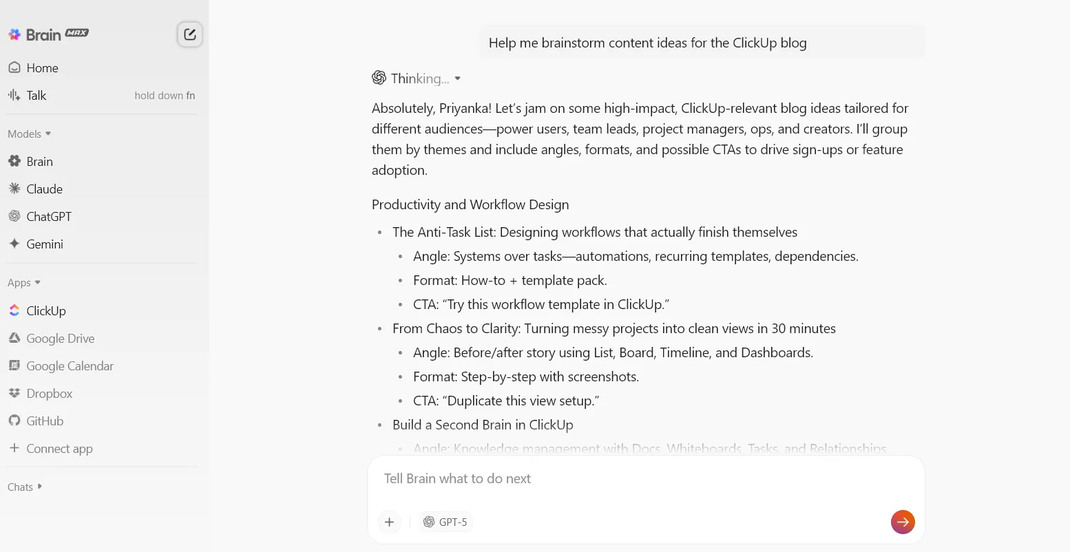 ClickUp Brain MAX: Verwenden Sie mehrere eigenständige KI-Tools an einem Ort.