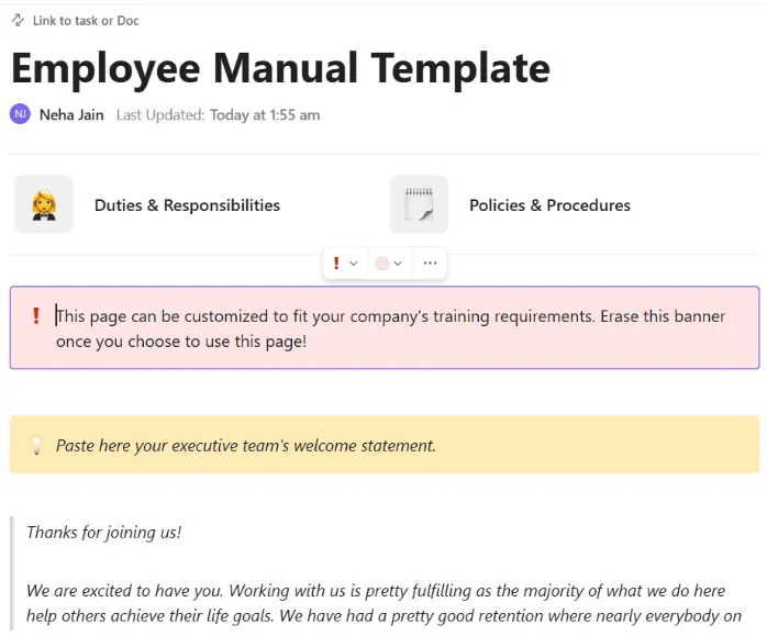Template Manual Karyawan ClickUp