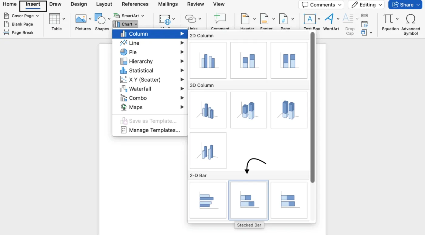 Een gantt-grafiek maken in Microsoft Word - Stap 2