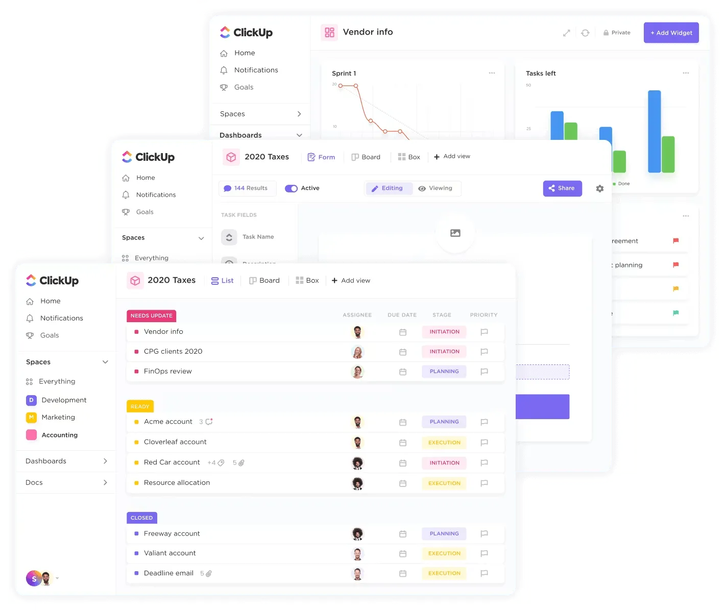 Soluzione di project management contabile ClickUp: i migliori GPT per la contabilità