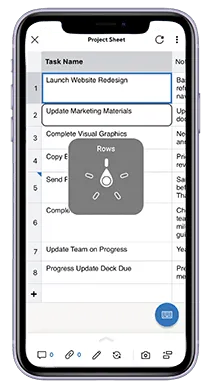 Aplikace pro iOS s funkcemi usnadňujícími přístup v Smartsheet