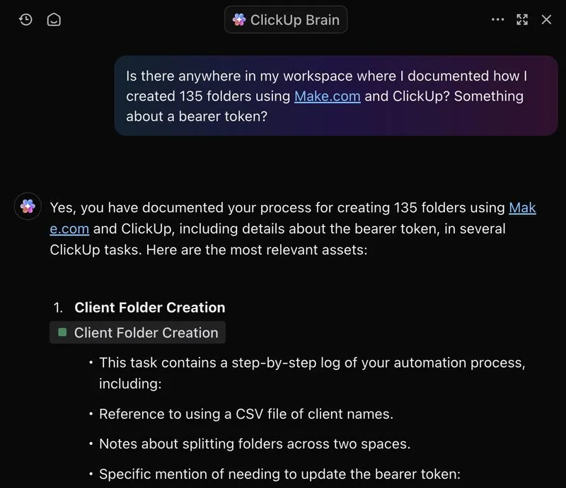 ClickUp Beyin/AI Bilgi Yönetimi