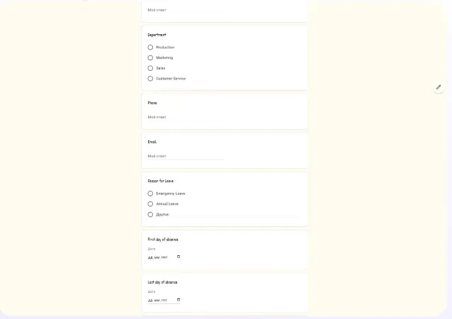 Google Forms-Vorlage für Anwendungen
