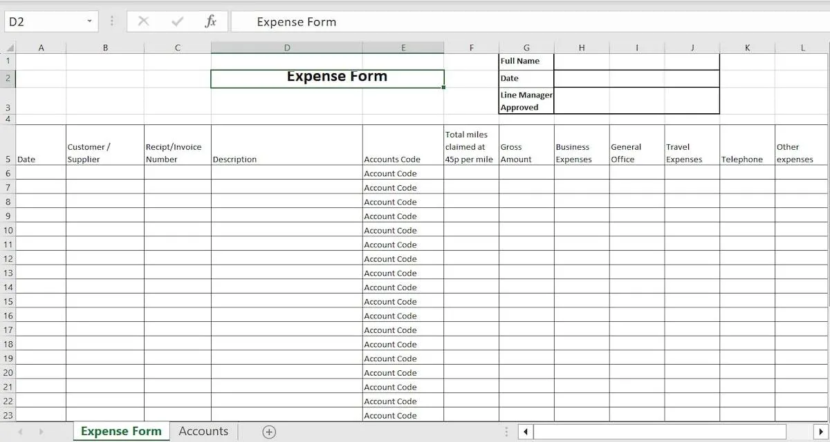 Modello Excel per le spese aziendali di Business Accounting Basics