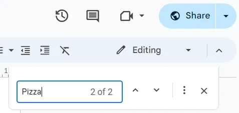 Como encontrar uma palavra no Google Docs: digite a palavra na barra de pesquisa