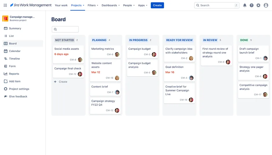 Jira のキャンペーン管理テンプレート:Jira ユーザーストーリーテンプレート