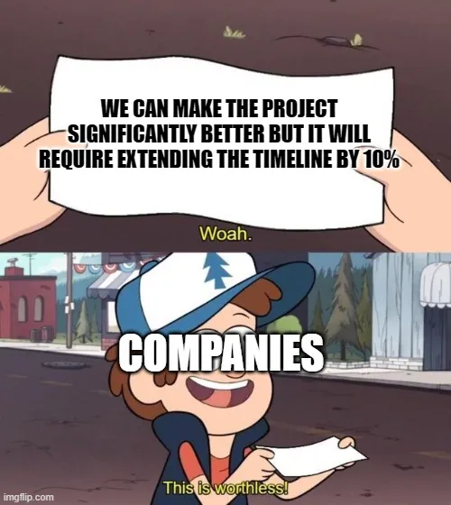 A projekt ütemtervének meghosszabbítása Mém