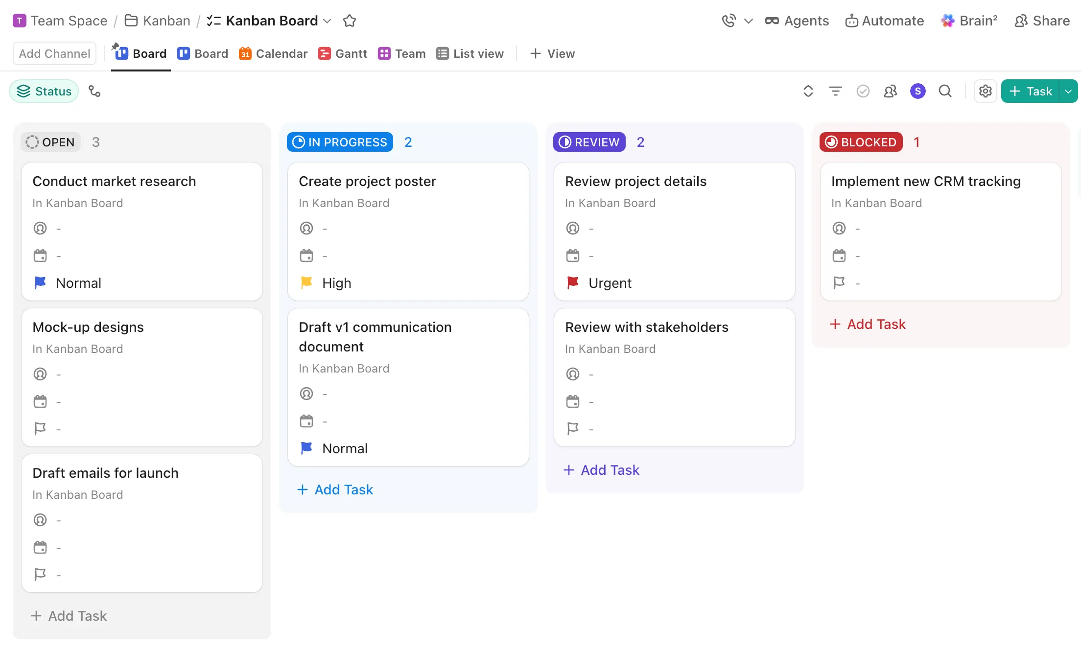 Modelo de quadro Kanban para adultos com TDAH e neurodivergentes, do ClickUp