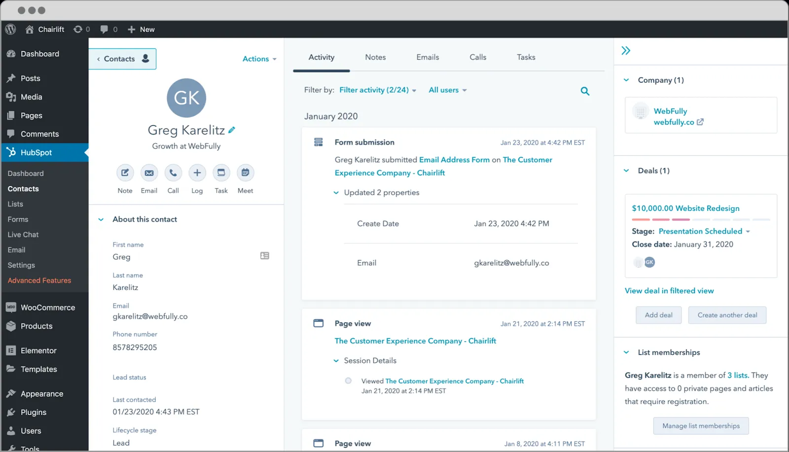 Hubspot
painel de vendas