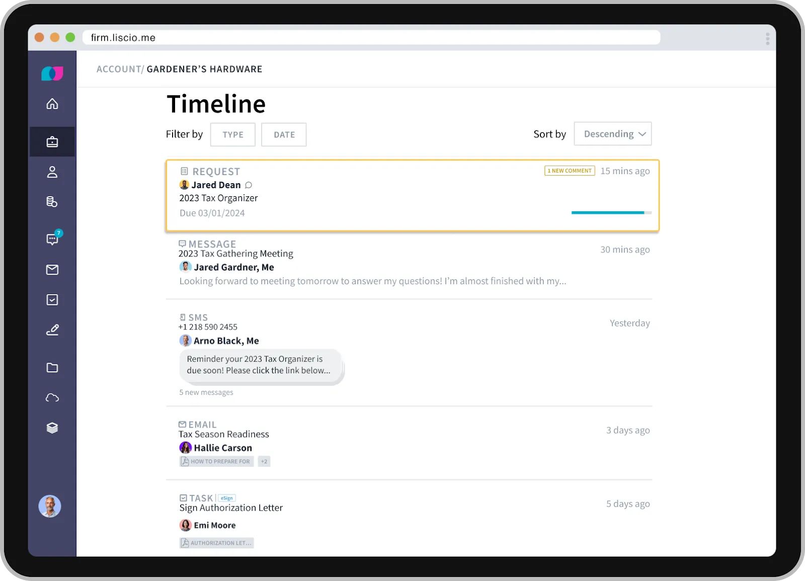 Liscio : CRM pour comptables