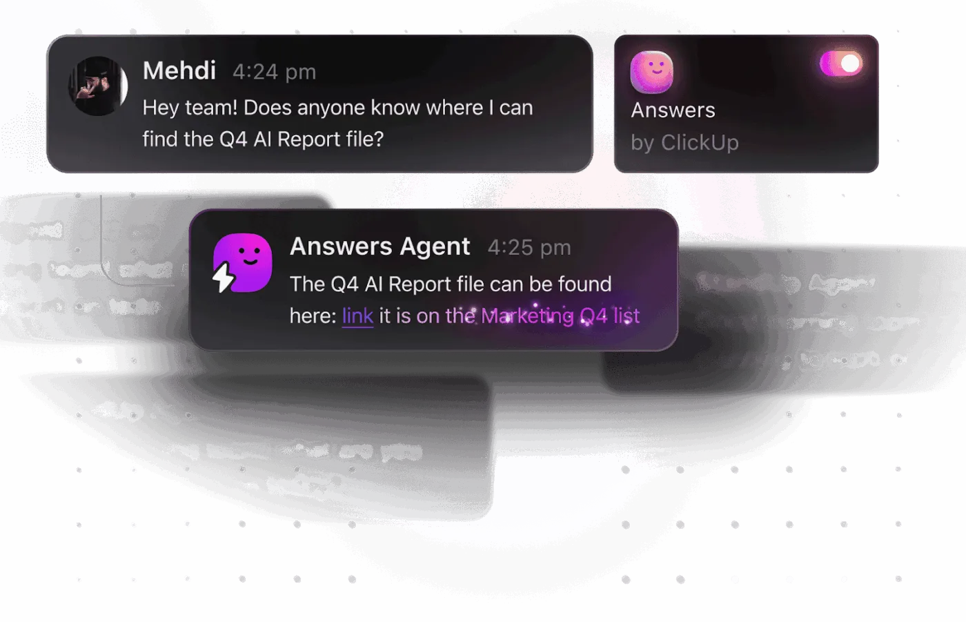 ClickUp Ambient Answers로 채팅에서 반복되는 질문에 답변하기