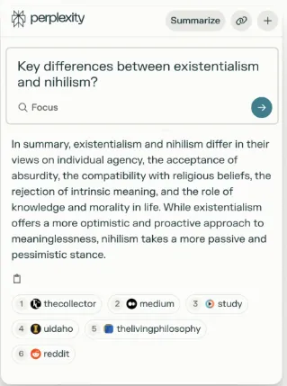 Perplexity AI 대시보드