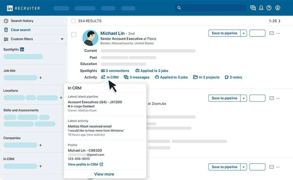 لوحة معلومات مسؤول التوظيف على LinkedIn