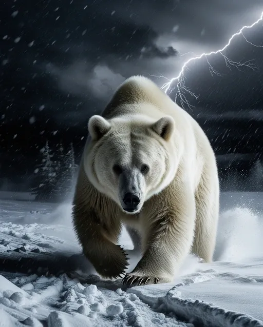 Um urso polar feroz que personifica o poder bruto e o drama da natureza: Prompts da Leonardo AI