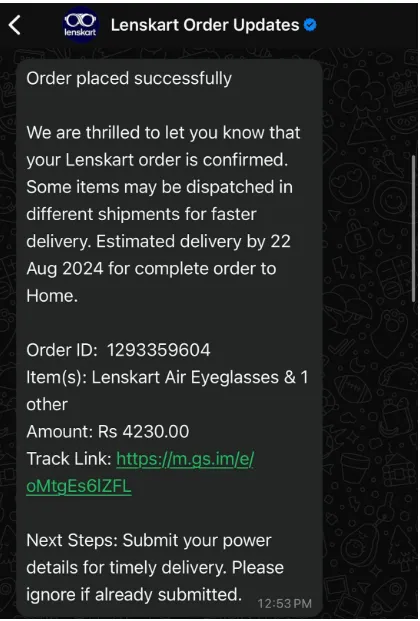 เทมเพลตยืนยันการสั่งซื้อ: เทมเพลตข้อความธุรกิจสำหรับ WhatsApp