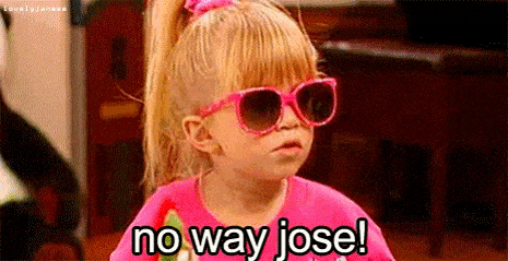uma criança de Full House dizendo “nem pensar, José”