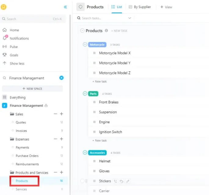 เทมเพลตการจัดการการเงิน ClickUp