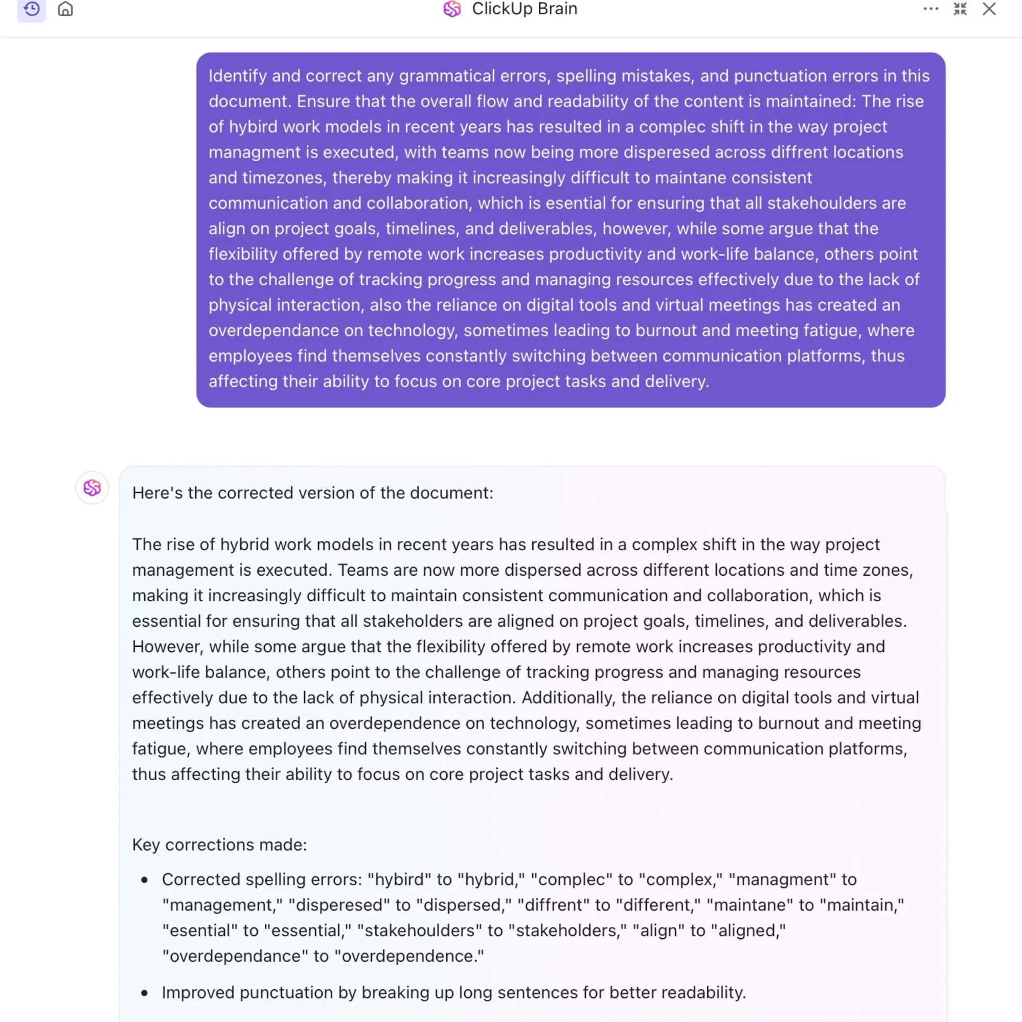 ClickUp Brain: Alat Proofreader AI Terbaik