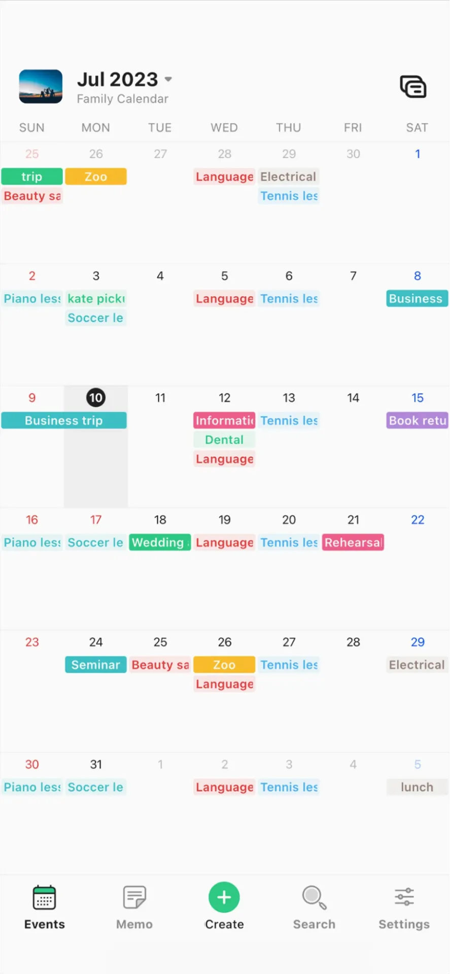 لوحة معلومات TimeTree